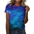 thumbnail image 2 of VNKIDY Women's T-Shirt Galaxy Print Short Sleeve Tees Crewneck Space Graphic Lightweight Casual Top For Summer Daily Outdoor Wear Leisure Top, 2 of 4