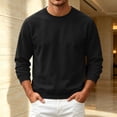 thumbnail image 4 of Fleece Crewneck Sweatshirt Men Casual Trendy Long Sleeve Sweat Shirt Fall Winter Warm Comfortable Solid Color Tops Black S, 4 of 5