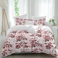 thumbnail image 2 of Red Botanical Bedding 3 Piece Duvet Cover Set California King, Vintage Nature Flower Floral Soft Microfiber Comforter Cover with Zipper Closure & Pillowcases, Wrinkle & FadeResistant Quilt Cover, 2 of 9