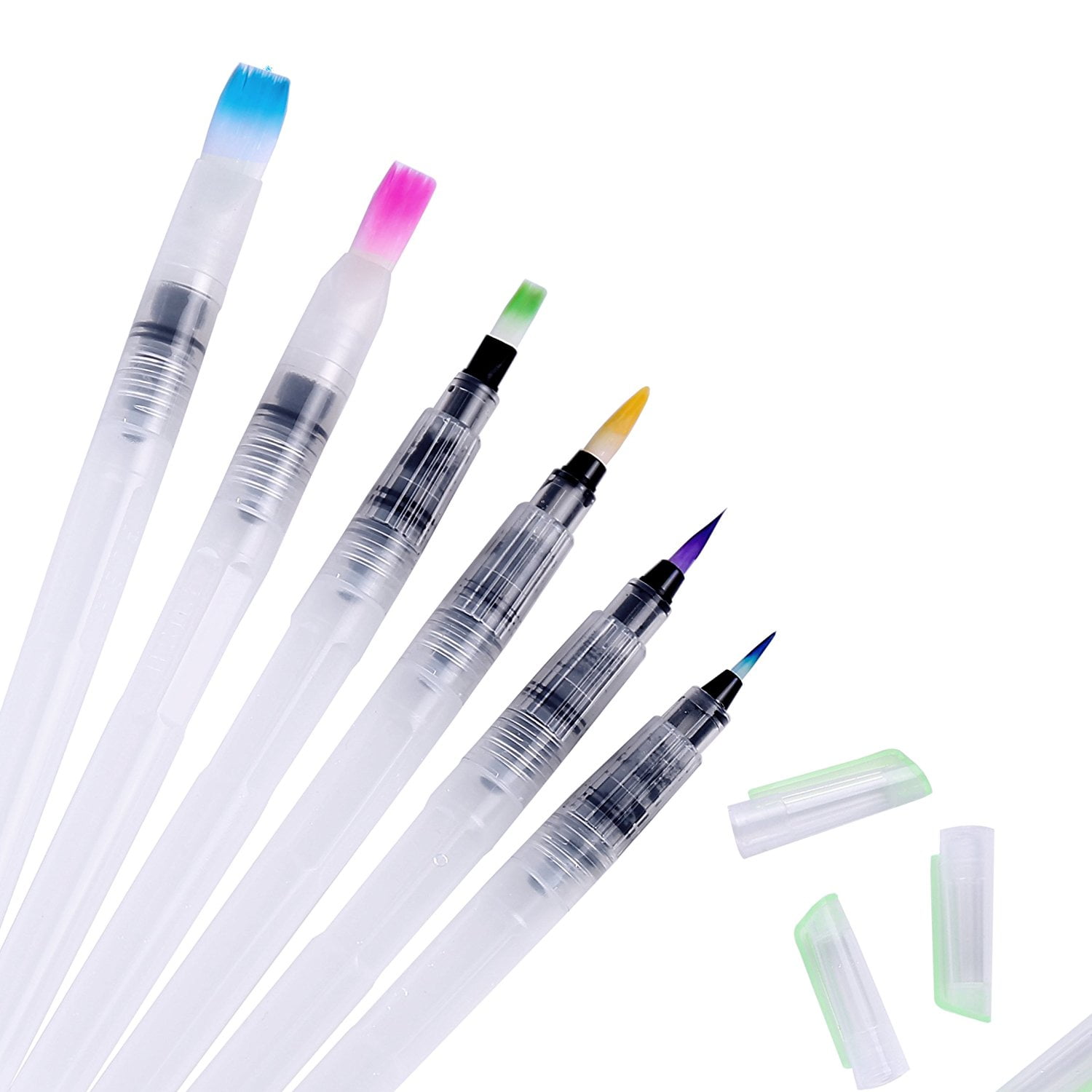 Water Brush Pens by Chromatek. Set of 6 Aqua Pen Painting Brushes.  Including Online Video Tutorials and Downloadable Picture Templates. Ideal  for All