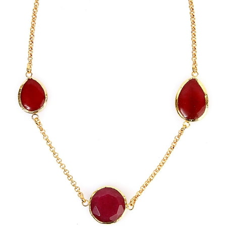 ELYA Gold-Plated Red Dyed Chalcedony Necklace
