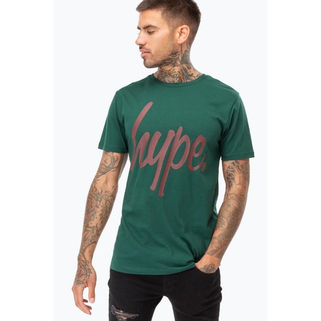 Hype - Camiseta Escritura para Hombre (Bosque, Burdeos)