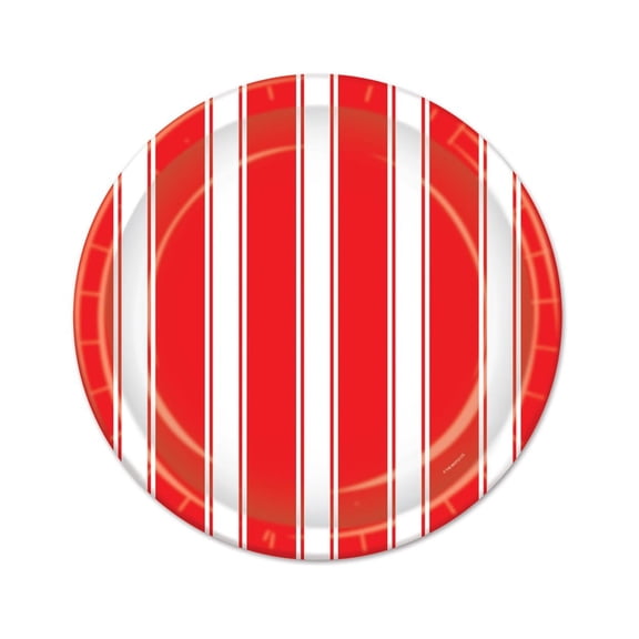 Red & White Stripes Plates 7"- 12 Pack(8 Per Package)