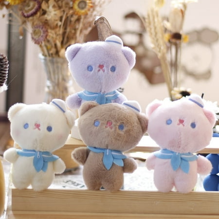 

HYDa Cartoon Bear Toy Adorable Appearance Super Soft Vivid Facial Expression Exquisite Shape Wear Resistant 4 Colors Mini Cartoon Bear Backpack Plush Toy Pendant for Kids