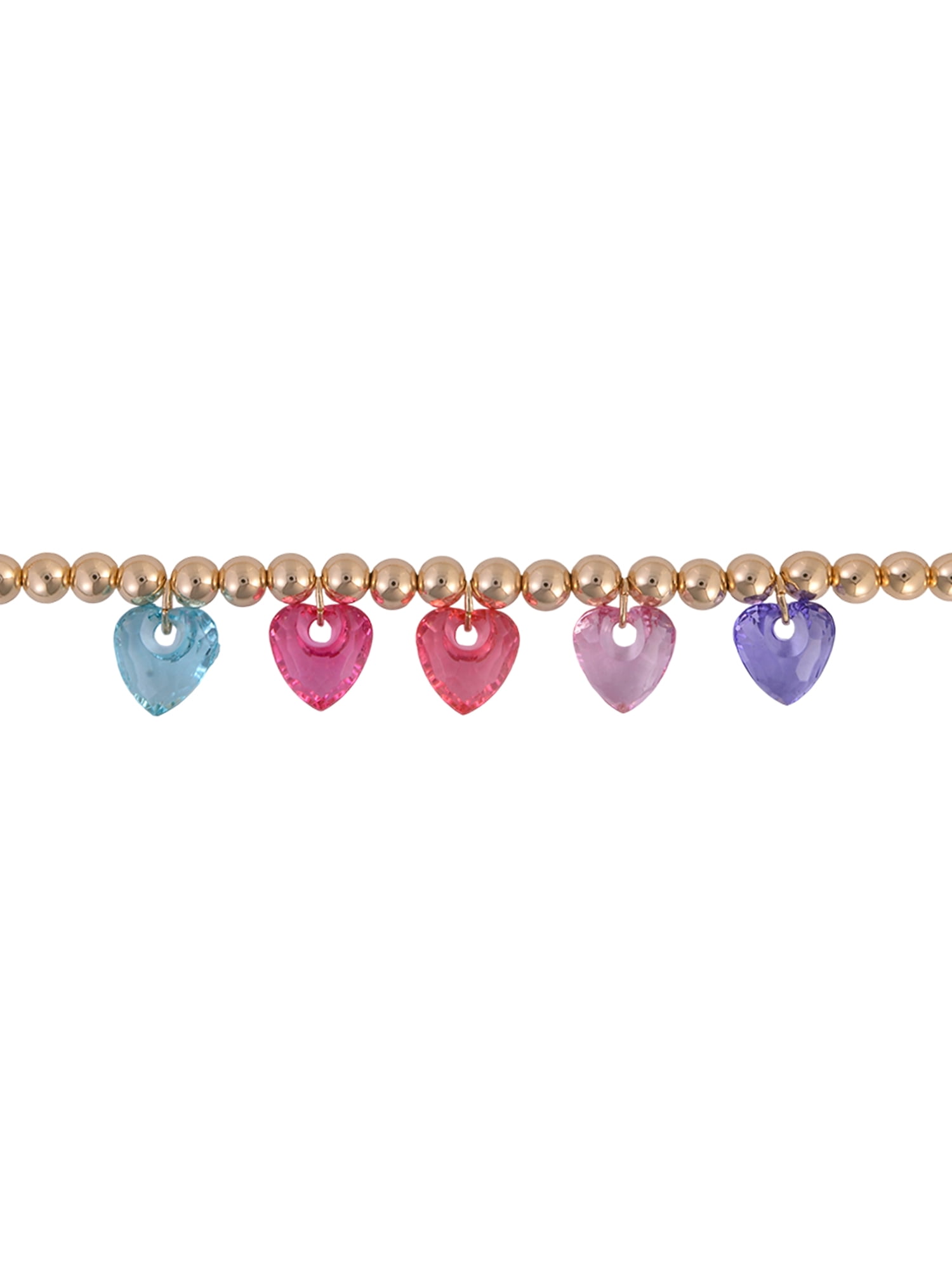 Wonder Nation Goldtone Beads Acrylic Multi Heart Drops Necklace, Bracelet & Earring Set