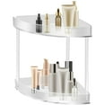 thumbnail image 1 of 2 Tier Corner Bathroom Counter Organizer Clear Acrylic Corner Countertop Organizer with Non-Slip Rubber Pads Stackable Corner Vanity Counter Skincare Shelf Organizer Kitchen Counter Stand, 1 of 11