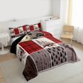 thumbnail image 3 of Homewish Boys Girls Safari Deer Bear 3 Pieces Queen Comforter Set,Jungle Animal Hunting Ultra Soft Bedding Sets,Grey Red Bedding Comforter Set Breathable,Breathable Home Decor,Reversible, 3 of 8