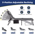 thumbnail image 3 of Vineego Outdoor Folding Chaise Lounge Chair, Portable Reclining Adjustable Metal Tanning Chair with Side Storage Bag for Beach Patio Pool, Gray, 3 of 10
