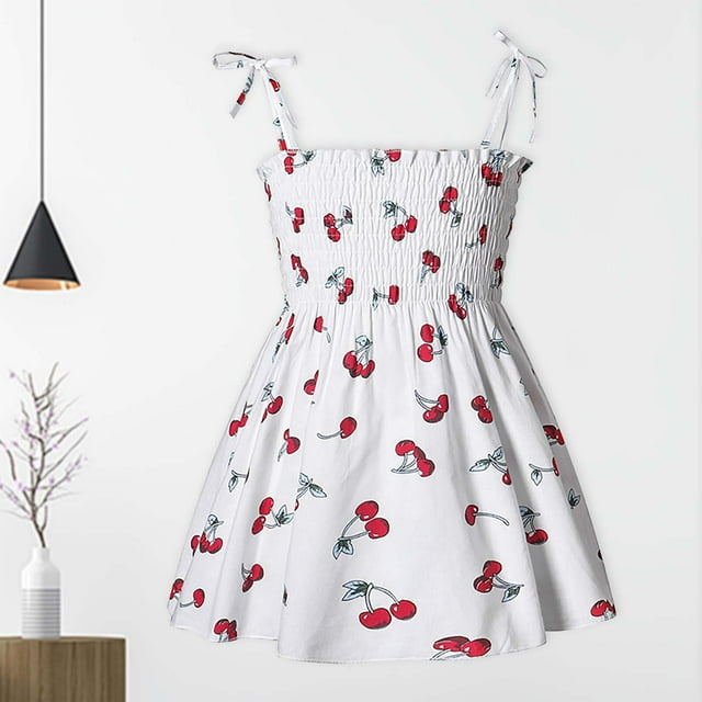 Levmjia Robe de Fête pour Tout-Petits Fille, Été, Robe à Bretelles Sans Manches pour Bébés Filles, Imprimé Graphique, Vêtements pour Enfants 2-3 Ans