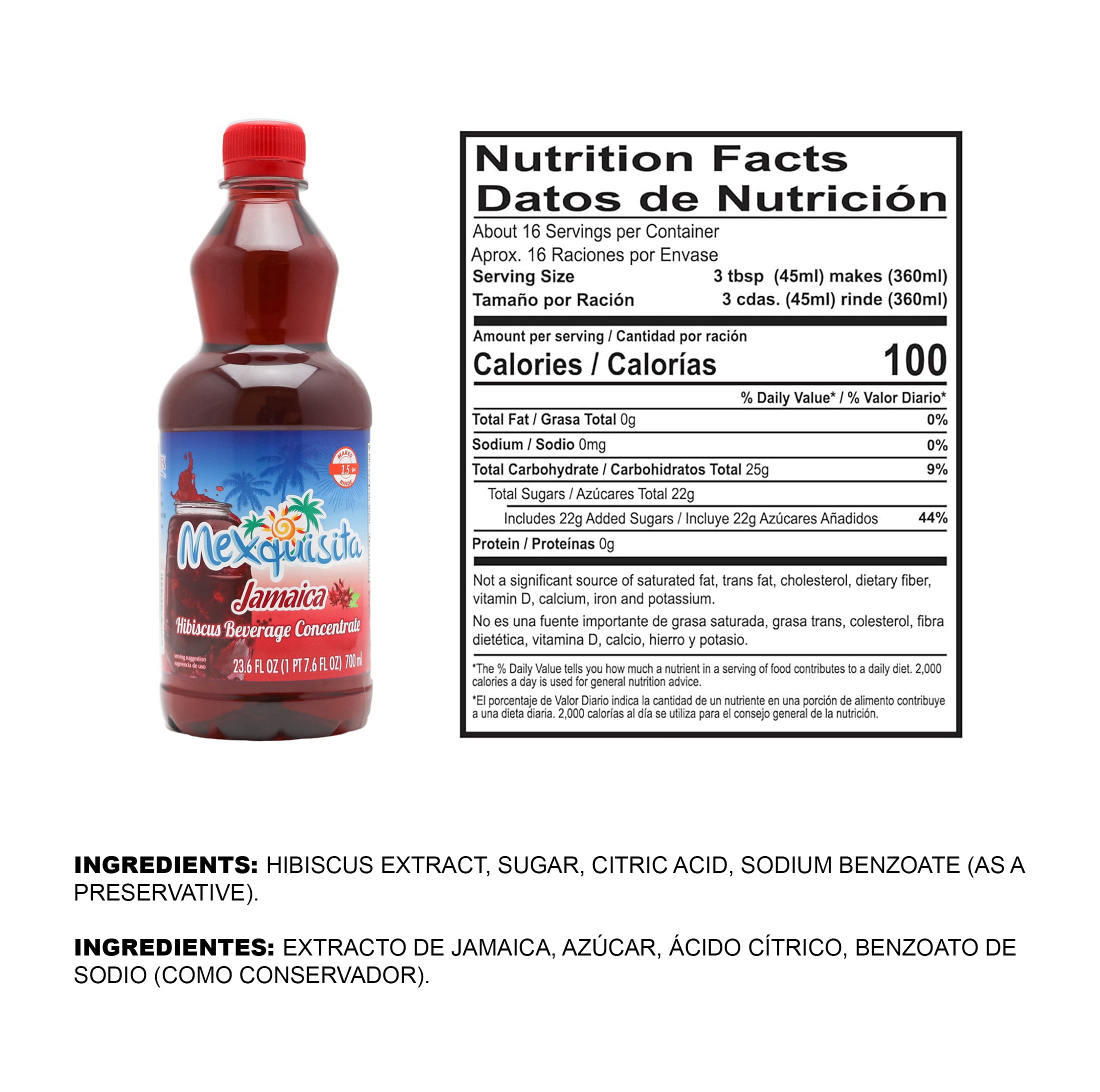 Mexquisita Hibiscus Concentrate, Liquid Beverage Mix for Agua Fresca and Iced Teas, 23.6 oz Bottles, 2 pack