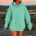 thumbnail image 5 of Otntypg Plus Size Hoodies for Women Lightweight Casual Fall Long Sleeve Drawstring Hooded Pullover Tops Trendy Solid Color Oversized Basic Athletic Sweatshirts with Pockets Mint Green S, 5 of 10