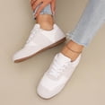 thumbnail image 5 of Domzle Women Faux Suede Lace-Up Fashion Sneakers Non Slip Tennis Sneaker Shoes Comfortable Athletic Sneakers Lightweight Walking Shoes Beige, 5 of 8