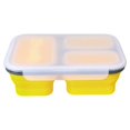 thumbnail image 2 of Bewildely Fiambrera de silicona con 3 compartimentos, plegable, para escuela, senderismo, comida de Picnic, frutas, sándwich, contenedor de desayuno, Mostrada Amarillo Bewildely HA065336-02, 2 of 6