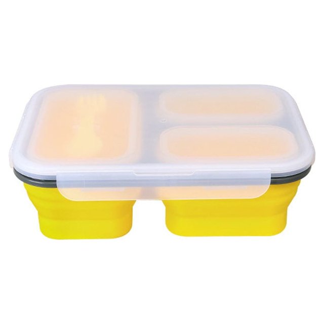 Yuarrent Fiambrera de silicona, plegable, portátil, para trabajo, viajes, senderismo, comida, sándwich, contenedor de desayuno, fiambrera lavable con Mostrada Amarillo Yuarrent HA065336-02