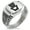 Silver, variant on Stainless Steel Teddy Bear Love CZ Ribbed Needle Stripe Pattern Biker Style Polished Ring