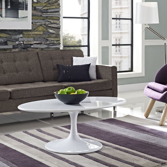 42" Oval-Shaped Wood Top Coffee Table