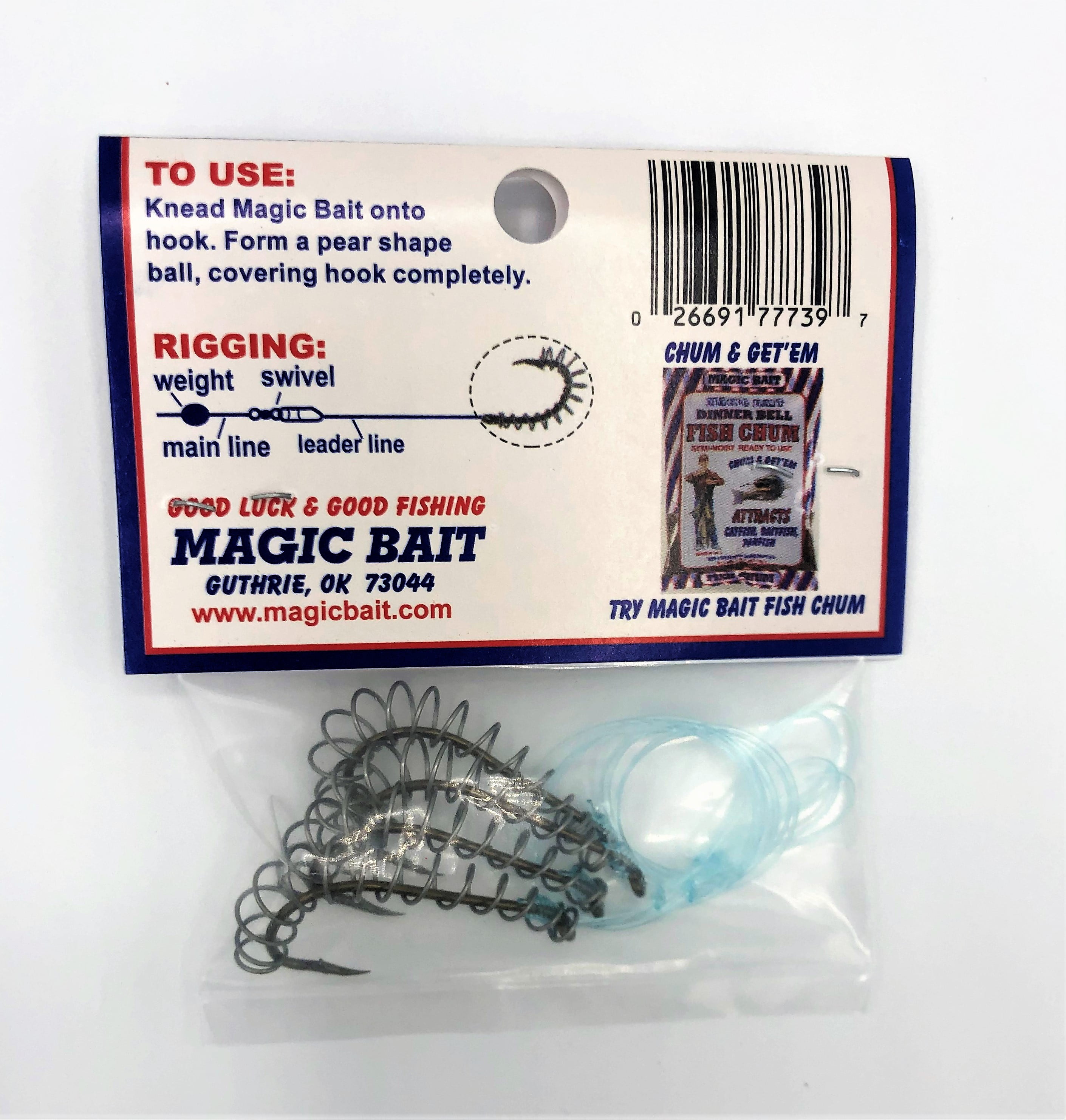 (2 pack) Magic Bait Snelled Spring Hook Catfish Dough Bait Fishing Hook