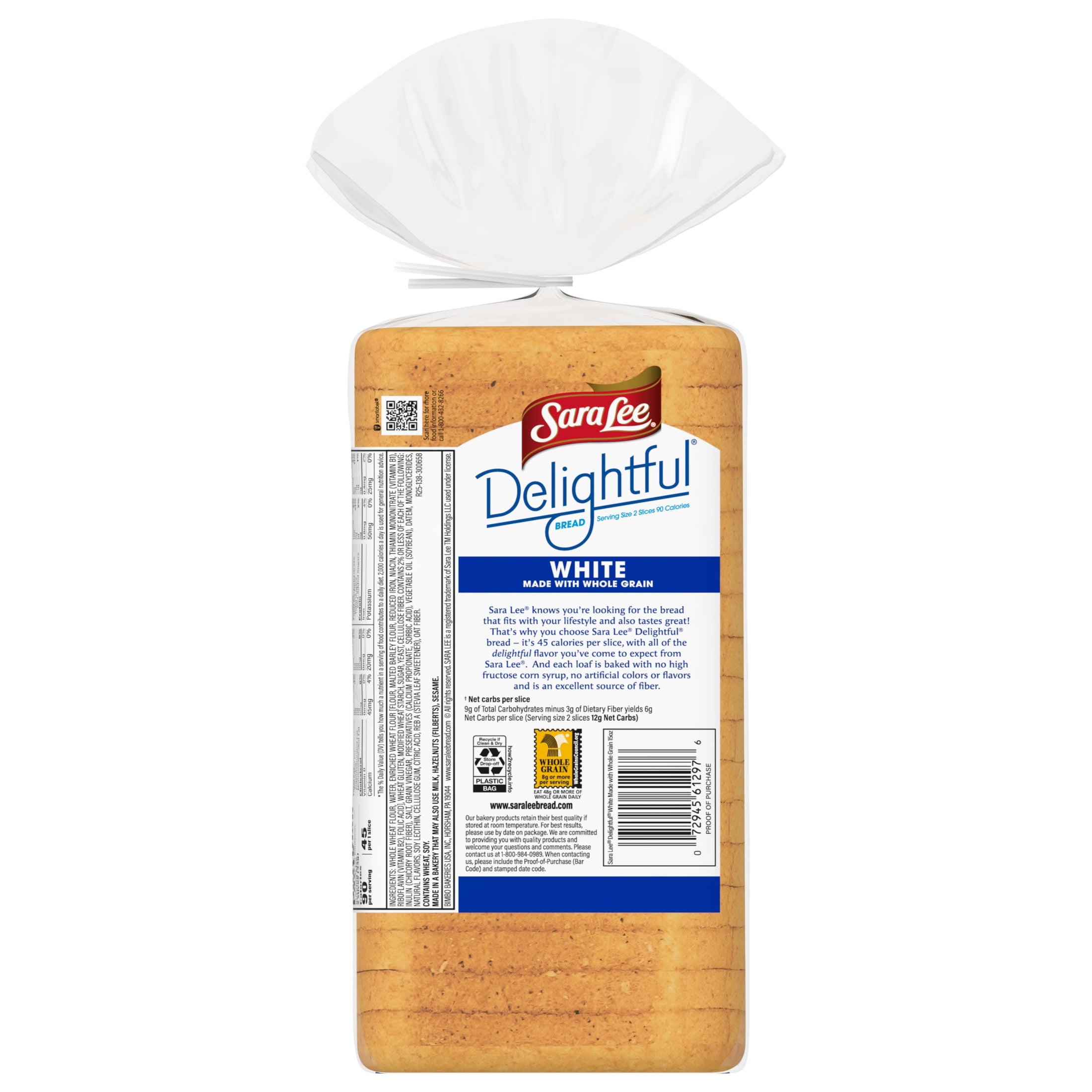 Sara Lee Delightful White Bread, 15 oz, White Bread, Bag