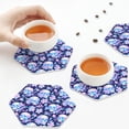 thumbnail image 3 of KLL Drink Coasters Set Hexagon of 4,PU Leather Absorbent Coasters Set Decorative Coffee Cup Coasters Housewarming Gift for Home Decor-crystal Skull flower leaf, 3 of 5