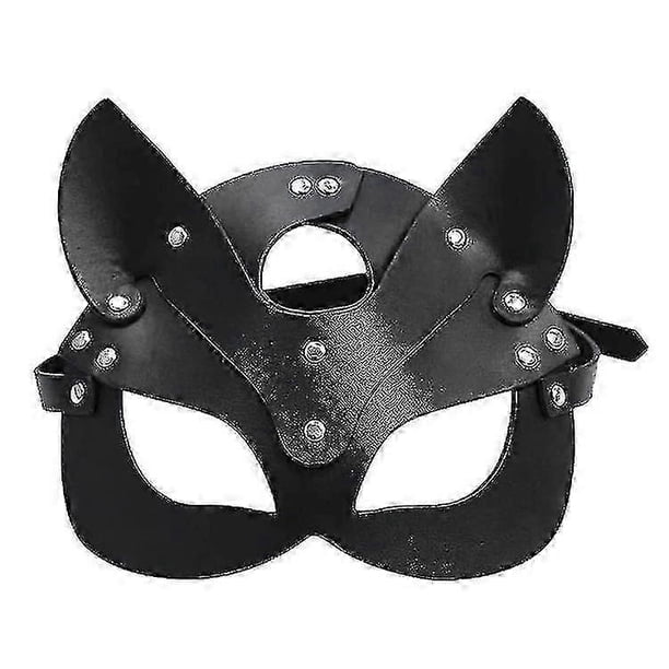 Cosplay Mask For Halloween Parties / Balls / Dances, Womens Sexy Half Face Leather Cat Mask(1pc-black)