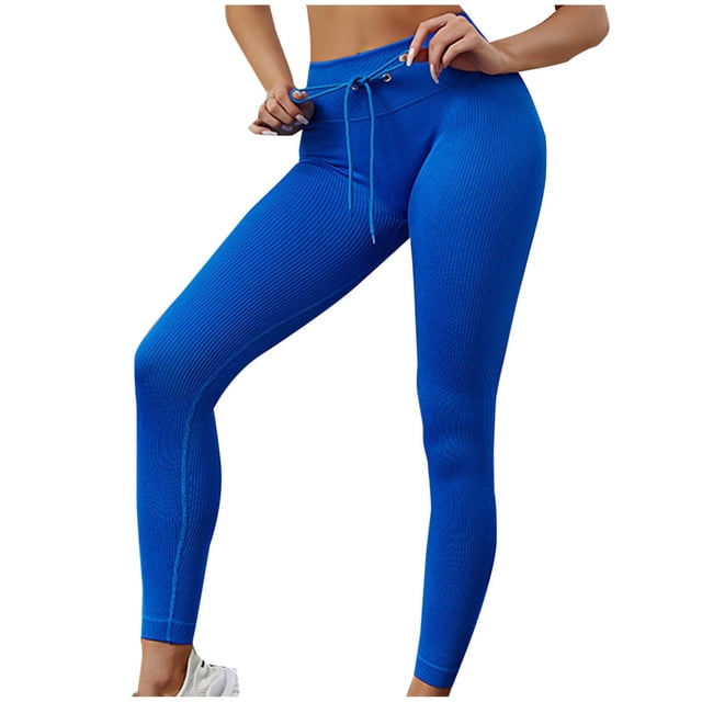 Yuyuzo Leggings for Women Drawstring High Waisted Workout Tights Butt Lifting Ribbed Gym Running Yoga Pants