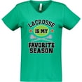 thumbnail image 3 of Inktastic Lacrosse Is My Favorite Season Women's V-Neck T-Shirt, 3 of 5
