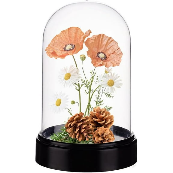 Acrylic Display Dome Case Cloche Globe 9.3 x 13.5cm Black Base Dome Bell Jar Display Case for Figures Flowers Plants Bouquets Photos Tabletop Wedding Decorations