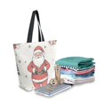 thumbnail image 2 of FORMRS Womens Canvas Tote Bag with Zipper Inner Pocket Shoulder Handbag, Beige Christmas Santa, 2 of 7