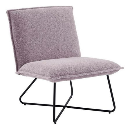 Bowery Hill Modern Metal Sherpa Upholstered Accent Chair in Gray