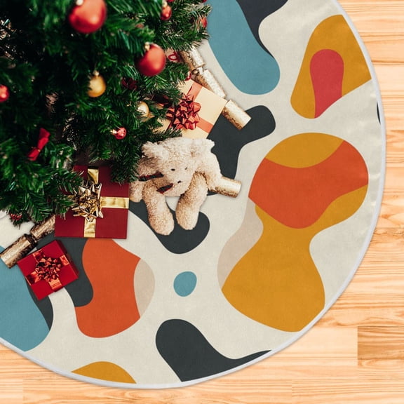 Teardrip Oval Christmas Tree Skirt 48 Inch Winter Xmas Tree Mat for Home Party Holiday Decorations