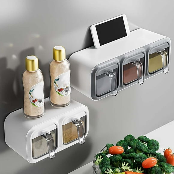 Oefntac Seasoning Jar Wall Mounted Spice Jars Household Kitchen Seasoning Box Multi Seasoning Box Storage Box Wall Mounted Seasoning Jar Set Combination