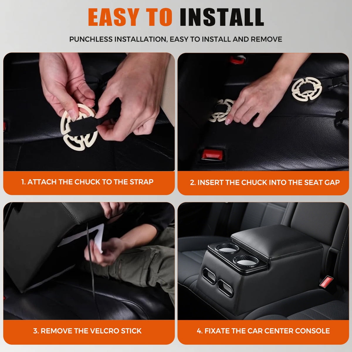 Universal Rear Bench Seat Car Center Console Truck Seat Organizer Storage Back Seat Car Organizer with Cup Holder Large Storage Box Central Armrest Box (Carbon Fibre)