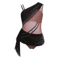 thumbnail image 3 of SiiRoh Kids Girls Sparkly Sleeveless Asymmetrical Gymnastics Leotard Ruched Ballet Lyrical Dance Dress Dusty Pink 6, 3 of 7