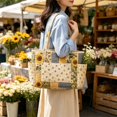 thumbnail image 6 of Quilted Tote Bag, Vintage Floral Shoulder Bag Large Capacity Handbag for Women Work Travel and Everyday Use, 6 of 6