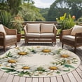 thumbnail image 4 of Round Area Rug 5ft Daisy Floral Wreath Circle Kitchen Mats Non-Slip Vintage Leaves Flower Washable Round Carpet for Kitchen Living Room Bedroom Home Decor, 4 of 7