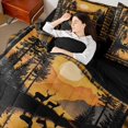 thumbnail image 4 of Manfei Sunset Lake Reflection 7 Pieces Full Size Bedding Sets,Vintage Deer Full Size Bed in a Bag,Orange,Black Reversible, 4 of 7
