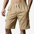 thumbnail image 2 of Men's Breathable Mesh Lined Shorts, Summer Running Shorts with Quick-Dry Tech & Multi-Pocket Design ,Khaki 2XL, 2 of 4