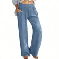 thumbnail image 1 of TaTaai Women's Solid Color High Waisted Loose Wide Leg Pants With Elastic Waistband And Pocket Casual Pants Gift, 1 of 9