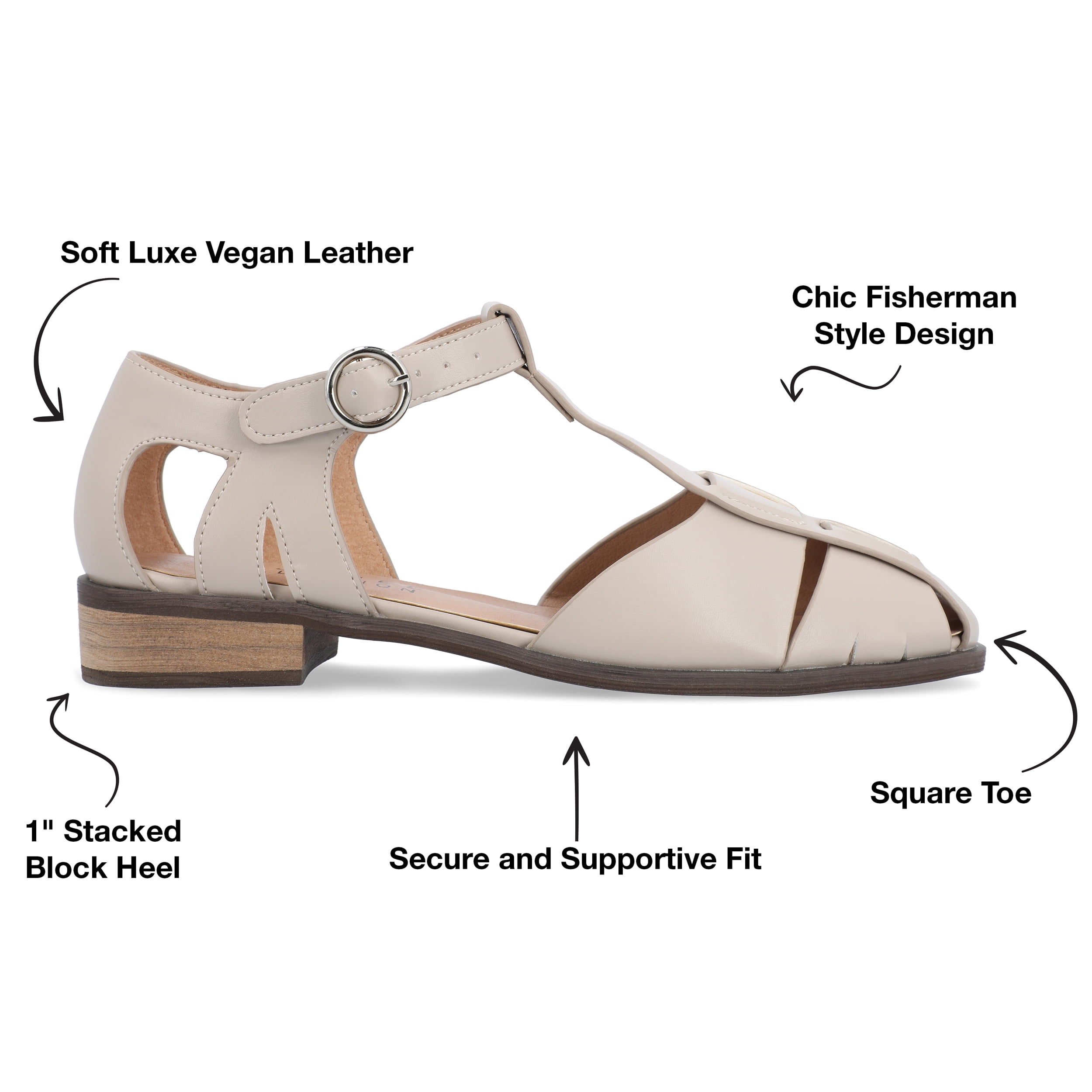 Journee Womens Azzaria Low Block Heel Square Toe Flats