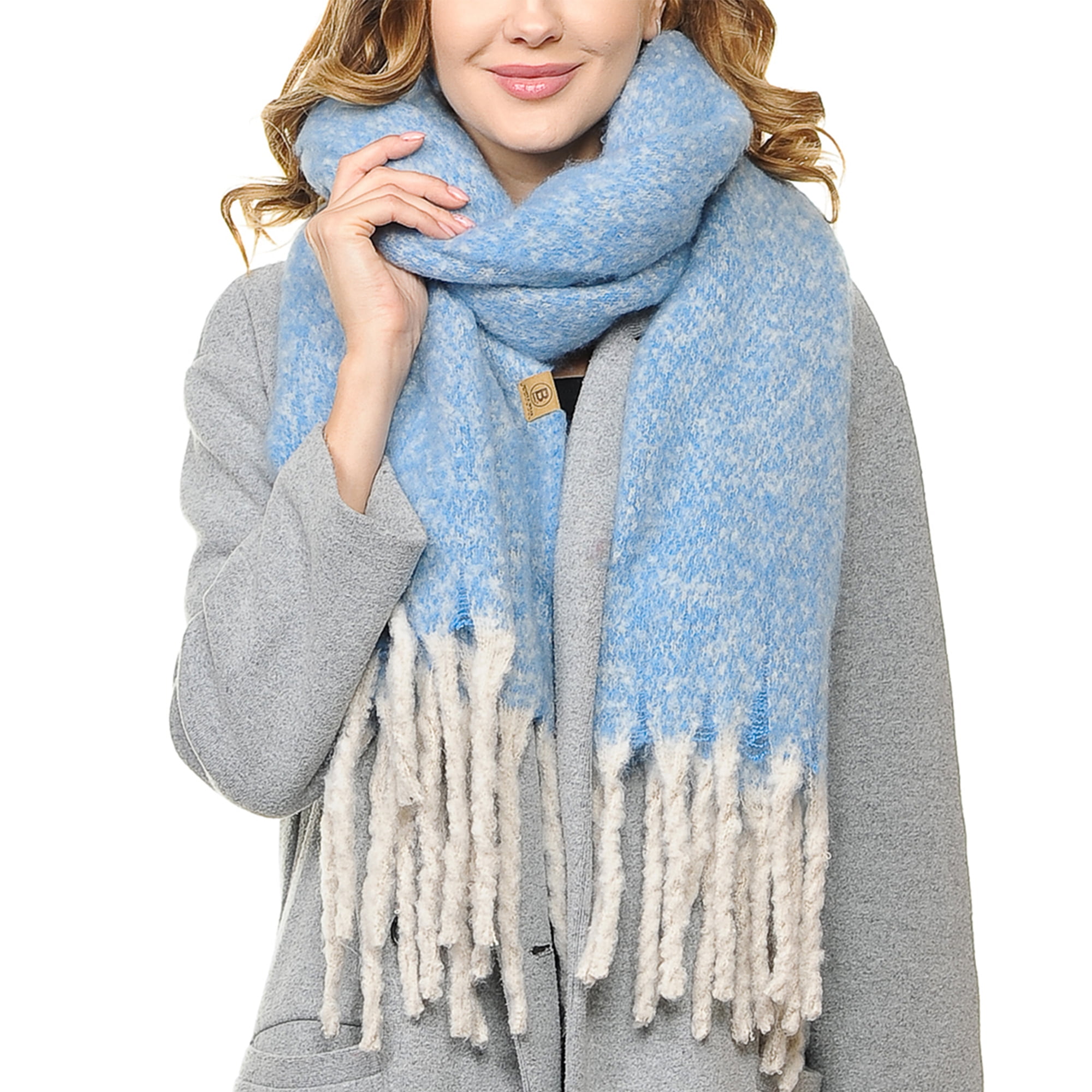 Ombre wool scarf Women's scarf Wool wrap Blue scarf for woman Blue shawl Winter accessory Long soft scarf