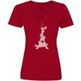 thumbnail image 3 of Inktastic Eiffel Tower in Paris with Flowers and Pink Banner Women's V-Neck T-Shirt, 3 of 5