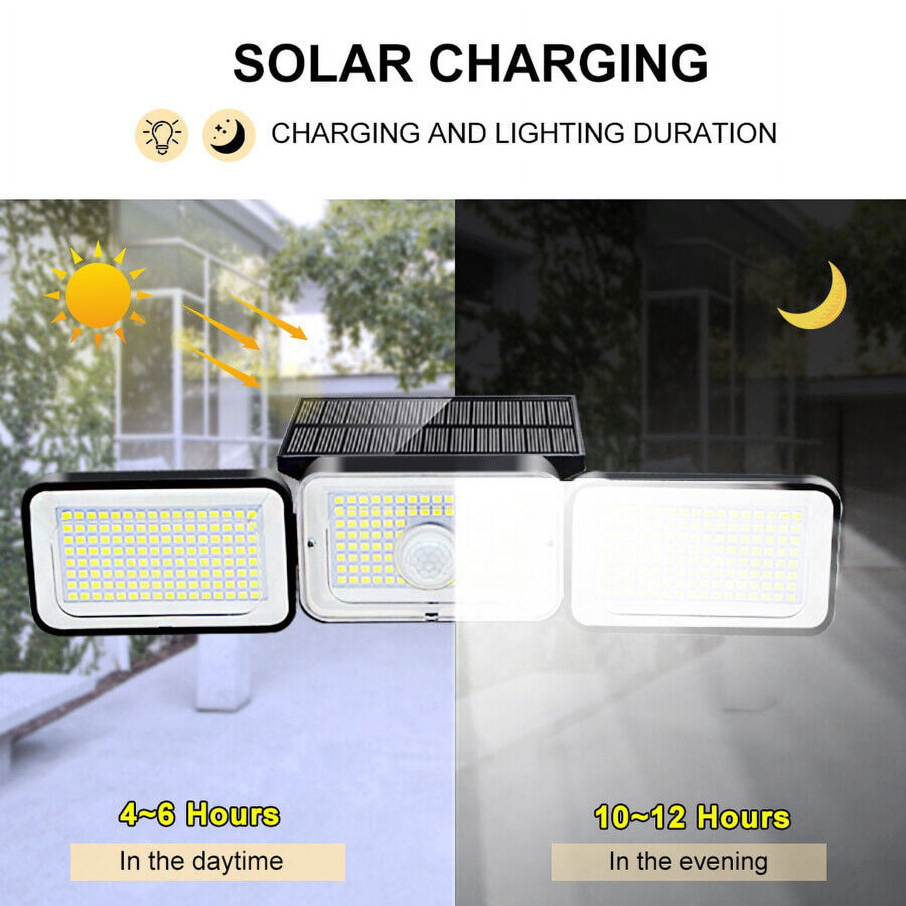 MDCMDCM 3000LM Solar Motion Sensor Outdoor Lights – 3-Head 270° Security Floodlight With Dual PIR, IP65, 2000mAh Battery (1-Pack)