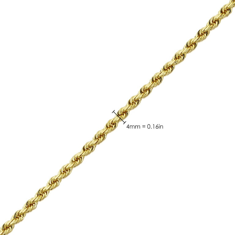 10K Yellow Solid Diamond Cut Rope Chain | LoveBling 4mm / 22 / Yes