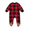 thumbnail image 4 of Gureui Newborn Baby Boy Girl Christmas Footed Romper Plaid Deer One Piece Jumpsuit Sleepwear Pajamas, 4 of 7