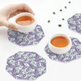 thumbnail image 7 of Fuzoiu Lavender Flowers Print Leather Coasters Set,Drink Coasters Set of 6,for Tabletop Protection, Durable PVC Coasters,Home Décor and Housewarming Gift,Octagon, 7 of 7