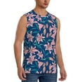 thumbnail image 2 of Uemuo Lilies Flowers Pattern Men's Sleeveless T-Shirt,Muscle Athletic Tank Top, Moisture-wicking Quick-dry Breathable Classic Tee Top for Gym Run Outdoor Sports-Large, 2 of 8