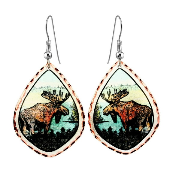 FRONT LINE JEWELRY Artisan Alaska Moose Earrings for Women, Handmade Copper Moose Jewelry, Nature-Inspired Wildlife Earrings, Rustic Wearable Art Gift (MooseArt)