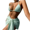 thumbnail image 2 of Wavsuf Swimsuit Women Bikini Sexy Beach Solid Summer Cover Up Mint Green Swimsuits Sets Size XL, 2 of 7