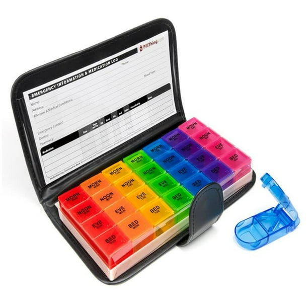 Extra Large 7 Day Weekly Pill Organizer with XL Case, 4X a Day Pill Box