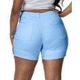 thumbnail image 2 of Gocolloa Womens Plus Size Jean Shorts Stretchy Solid Color High Waisted Summer Casual 5.5" Denim Shorts Aqua Blue 18W, 2 of 6
